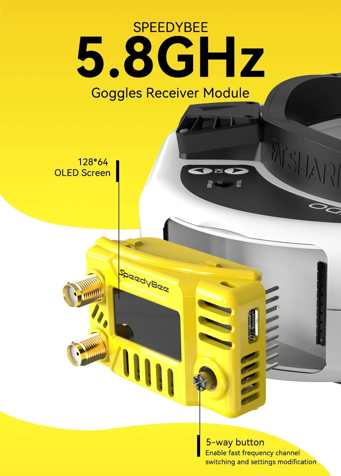 Drone Compass - SpeedyBee FPV-Brillenmodul 5,8GHz - 128x64 OLED